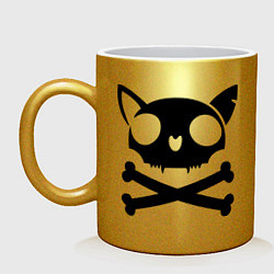 Кружка керамическая Кошачий пиратскй флаг цвета золотой — фото 1