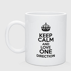 Кружка керамическая Keep Calm & Love One Direction, цвет: белый