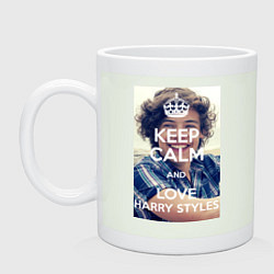 Кружка керамическая Keep Calm & Love Harry Styles, цвет: фосфор