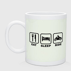 Кружка керамическая Eat Sleep Ride, цвет: фосфор