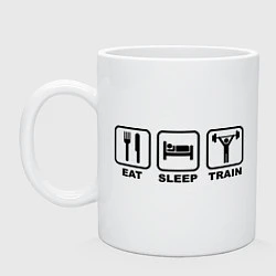 Кружка керамическая Eat Sleep Train, цвет: белый