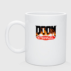 Кружка керамическая DOOM Eternal логотип, цвет: белый