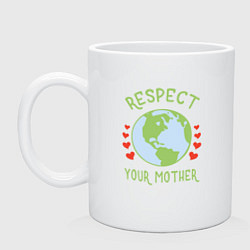 Кружка керамическая Respect Earth, цвет: белый