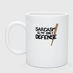 Кружка керамическая Sarcasm is my only defense, цвет: белый