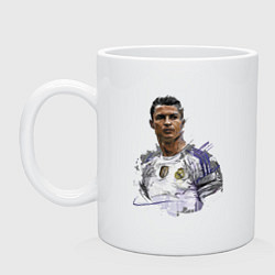 Кружка керамическая Cristiano Ronaldo Manchester United Portugal, цвет: белый