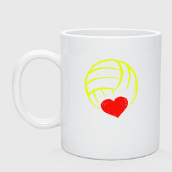 Кружка керамическая Volleyball Heart, цвет: белый
