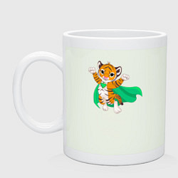 Кружка керамическая Тигр Супергерой, цвет: фосфор