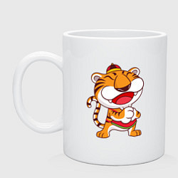 Кружка керамическая Веселый Тигр, цвет: белый