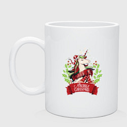 Кружка керамическая Christmas Unicorn, цвет: белый