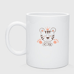 Кружка керамическая Тигр в короне, цвет: белый