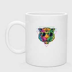 Кружка керамическая Крутой тигр в очках, цвет: белый