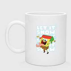 Кружка керамическая LET IT SNOW ГУБКА БОБ, цвет: белый
