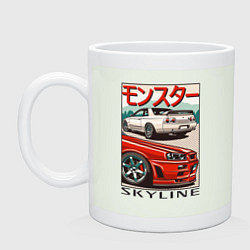 Кружка керамическая Nissan Skyline Ниссан Скайлайн, цвет: фосфор