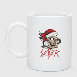 Кружка керамическая SLAYER SKULL SANTA NEW YEAR, цвет: белый