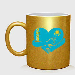 Кружка керамическая Kazakhstan Love, цвет: золотой