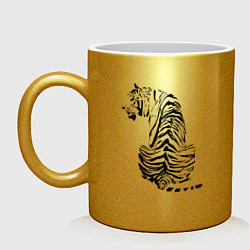 Кружка керамическая Тигр со спины, цвет: золотой