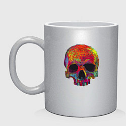 Кружка керамическая Cool color skull, цвет: серебряный