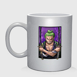 Кружка керамическая ВАН ПИС ЗОРО One Piece, цвет: серебряный