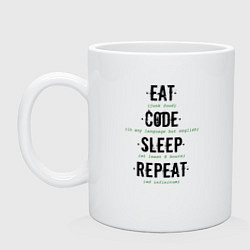 Кружка керамическая EAT CODE SLEEP REPEAT, цвет: белый