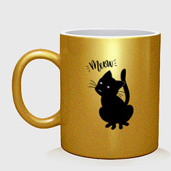 Кружка керамическая Кошка Луна Meow, цвет: золотой