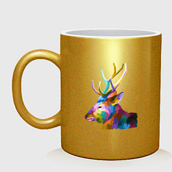 Кружка керамическая Цветной олень Colored Deer, цвет: золотой