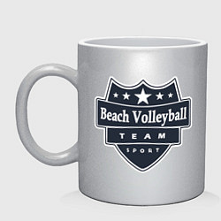 Кружка керамическая Beach Volleyball Team, цвет: серебряный