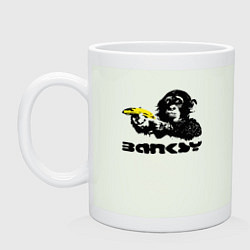 Кружка керамическая Banksy - Бэнкси обезьяна с бананом, цвет: фосфор