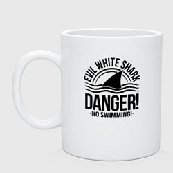 Кружка керамическая Danger No swiming Evil White Shark, цвет: белый