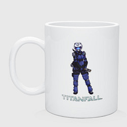 Кружка керамическая TITANFALL BLUE ART титанфолл, цвет: белый