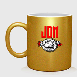 Кружка керамическая JDM Bull terrier Japan, цвет: золотой