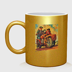 Кружка керамическая Motorcycle Retro, цвет: золотой