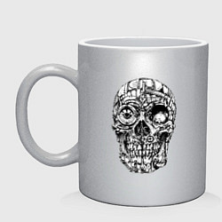 Кружка керамическая Steampunk Skull, цвет: серебряный