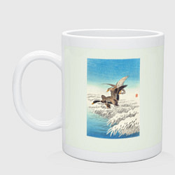 Кружка керамическая Pair of Ducks Flying Over Snowy Reed Collar, цвет: фосфор