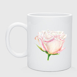 Кружка керамическая Акварельная роза, цвет: белый