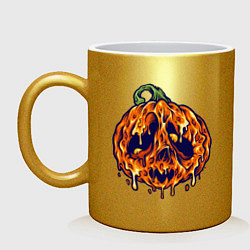 Кружка керамическая Хэллоуин - Тыква, цвет: золотой