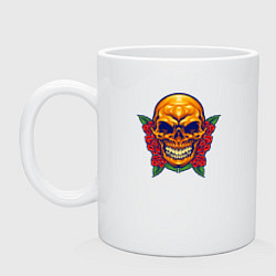 Кружка керамическая Roses - Skull, цвет: белый