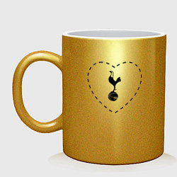 Кружка керамическая Лого Tottenham в сердечке, цвет: золотой