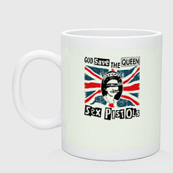 Кружка керамическая Sex Pistols - God Save The Queen, цвет: фосфор