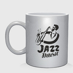 Кружка керамическая Music Jazz, цвет: серебряный