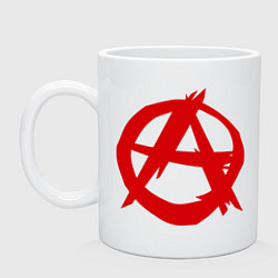 Кружка керамическая Символ анархии, цвет: белый