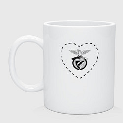 Кружка керамическая Лого Benfica в сердечке, цвет: белый