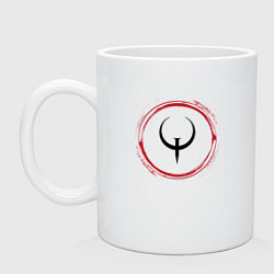 Кружка керамическая Символ Quake и красная краска вокруг, цвет: белый