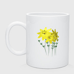 Кружка керамическая Flowers yellow, цвет: белый