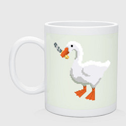 Кружка керамическая Гусь с ножом опасный , PixelArt, цвет: фосфор