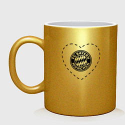 Кружка керамическая Лого Bayern в сердечке, цвет: золотой