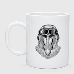 Кружка керамическая AVIATOR MONKEY, цвет: белый