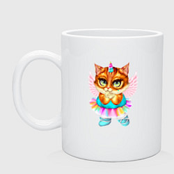 Кружка керамическая Рыжая кошечка принцесса, цвет: белый