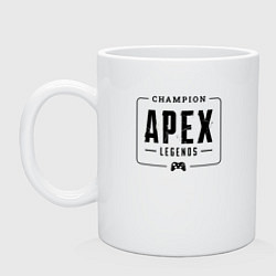 Кружка керамическая Apex Legends gaming champion: рамка с лого и джойс, цвет: белый