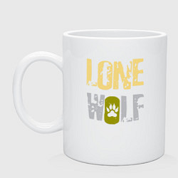 Кружка керамическая Lone Wolf - одинокий волк, цвет: белый