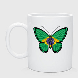 Кружка керамическая Бабочка - Бразилия, цвет: белый